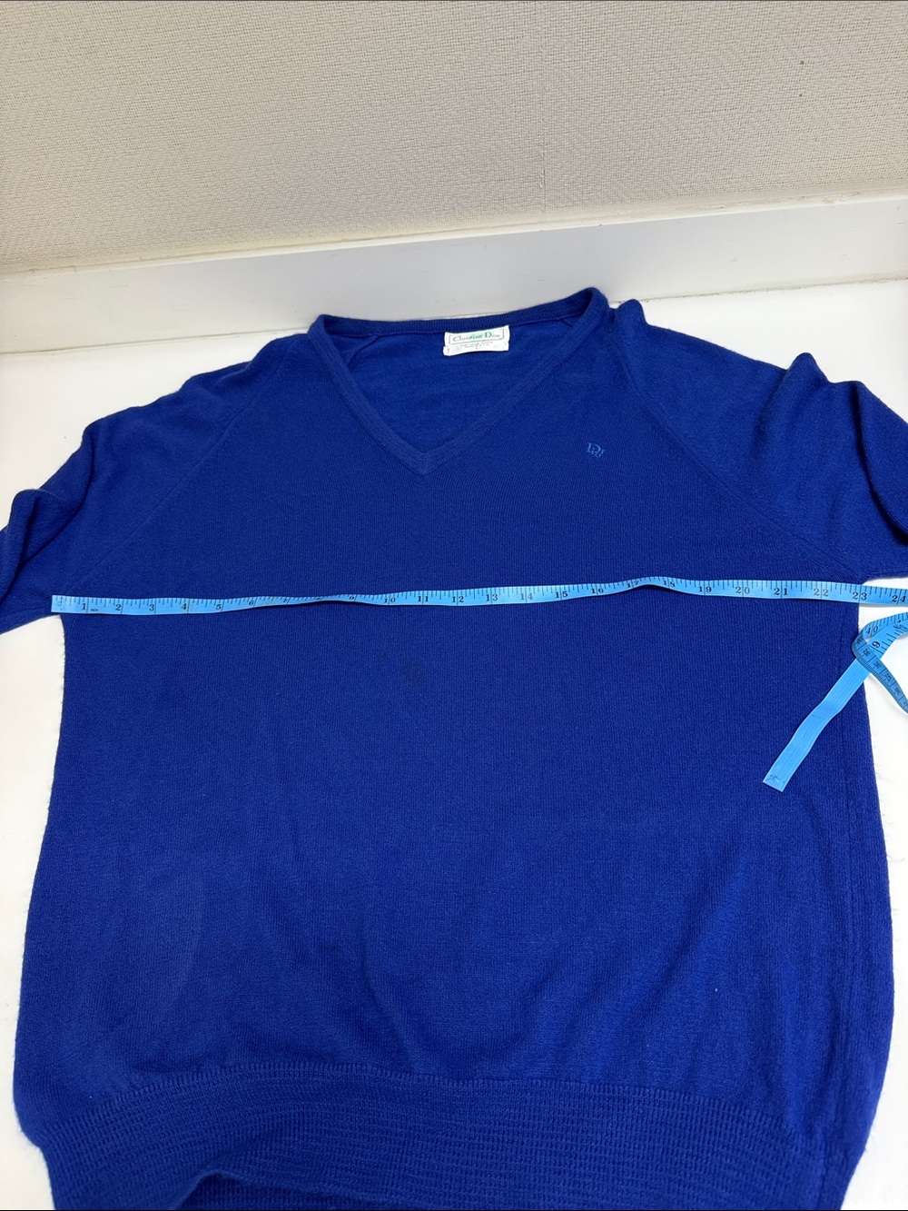 Christian Dior Classic Men's V-Neck Sweater - Royal Blue - Picture 4 of 5